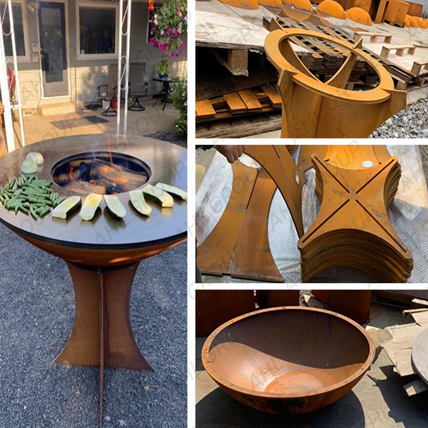 Corten Barbecue Grill At Patio With Grill Ring Distributor